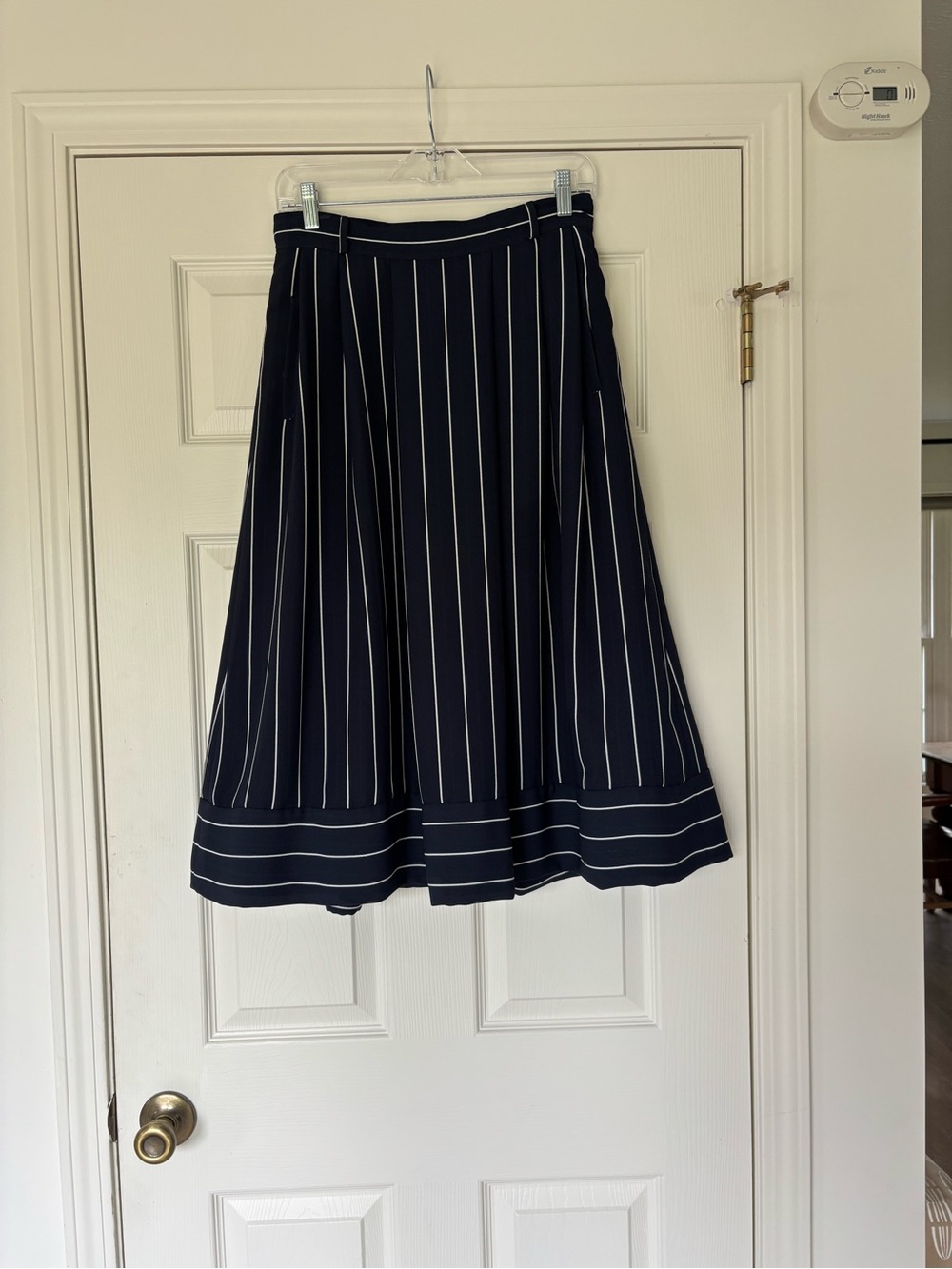 Banana Republic Navy and White Striped A-Line Skirt